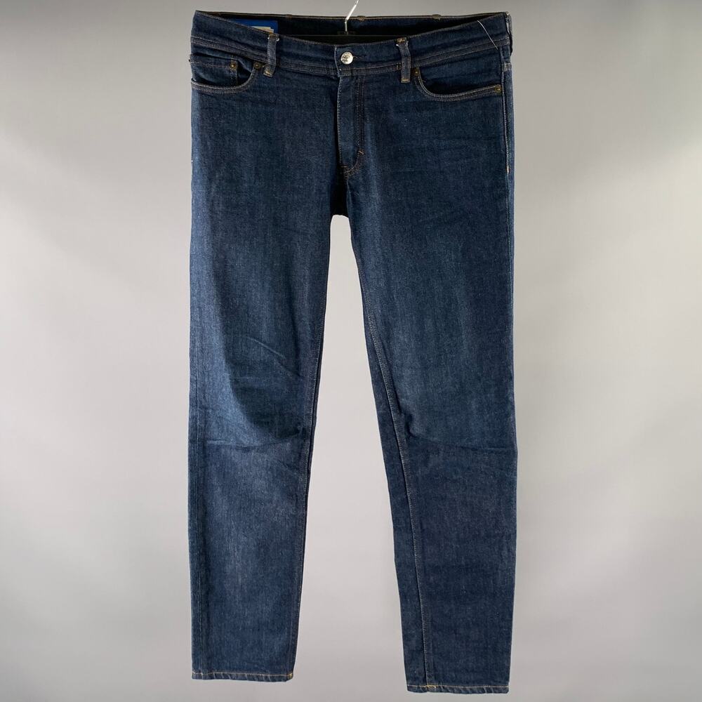 ACNE Size 31 Navy Indigo Contrast Stitch Cotton Slim Fit Jeans